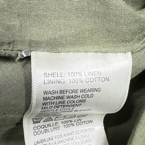 Tommy Bahama Linen Shift Dress Size Medium Green Ruffle Pockets Beach Sleeveless - Picture 13 of 14